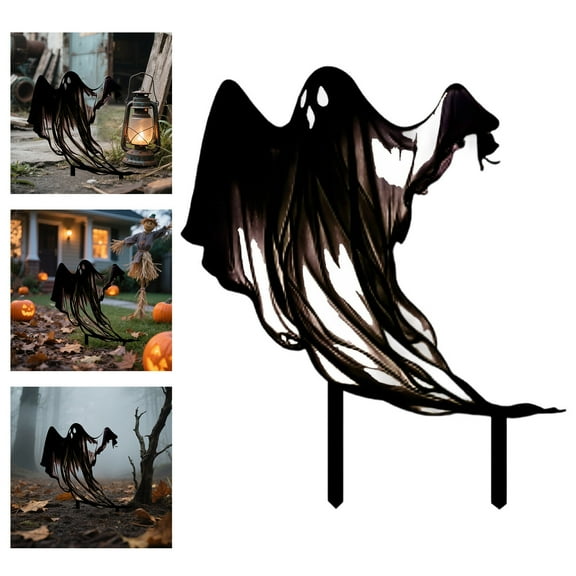 Halloween Yard Signs with Decorative Metal Garden Stakes â Outdoor Patio Porch Decorations, Weather-Resistant Lawn Markers - Black