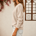 thumbnail image 6 of Women Crew Neck Drop Shoulder Oversized Solid Color Knit Sweater Long Sleeve Casual Fall Pullover M, 6 of 6