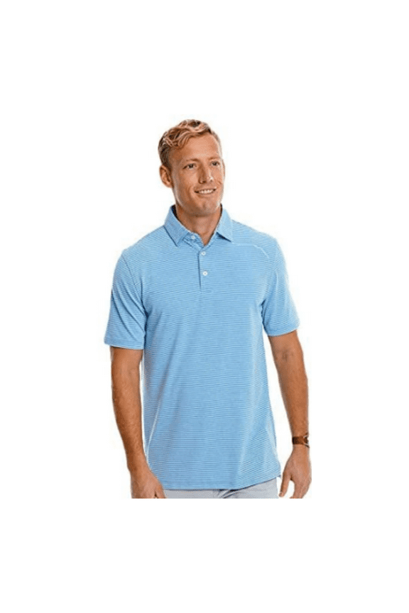 $89.50 Southern Tide Men's Ryder Montefuma Stripe Polo Shirt Polyester Blue[ L]