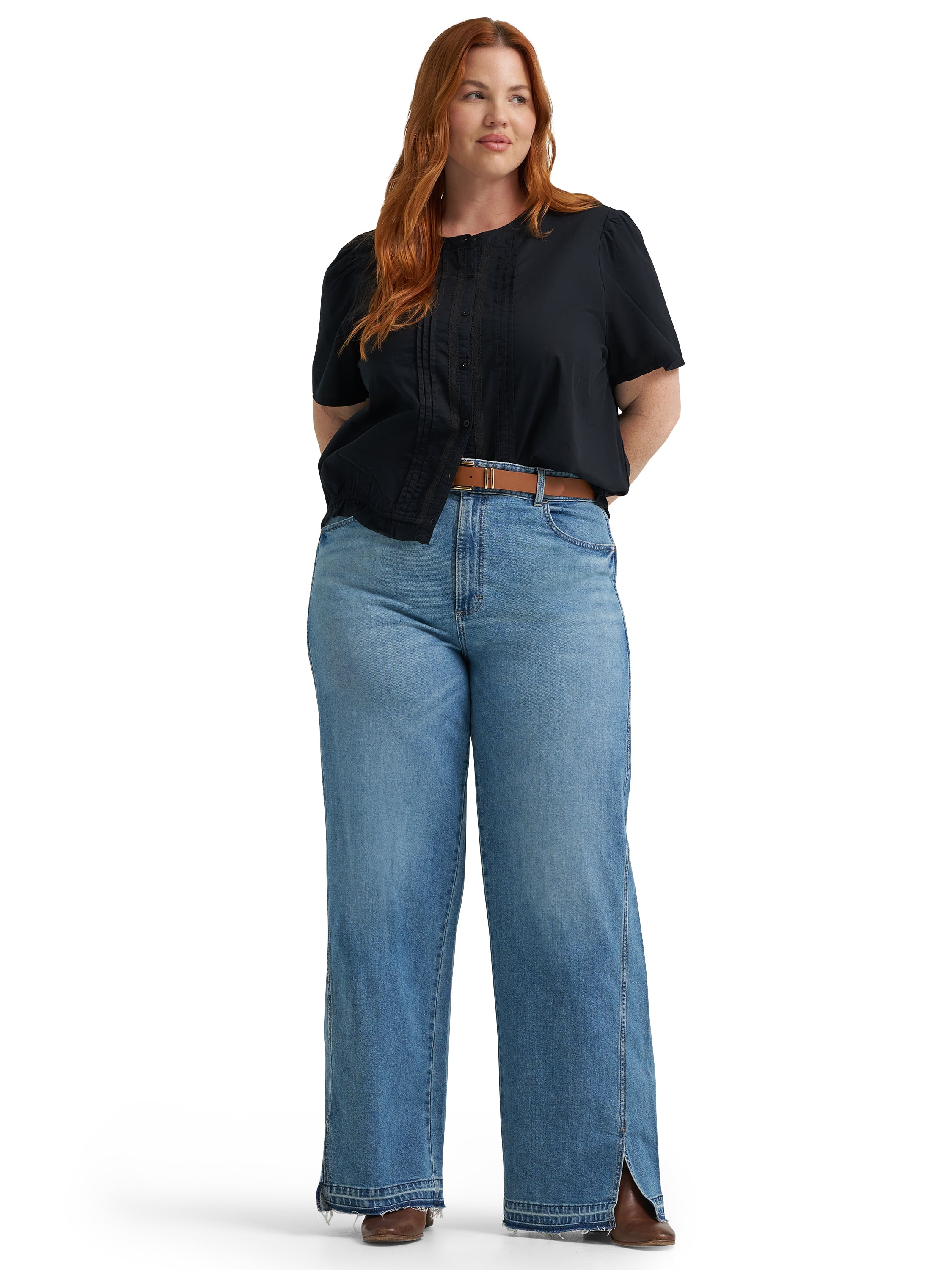 Lee® Women's Plus Short Sleeve Pintuck Top