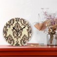 thumbnail image 2 of Elegant Damask Pattern Round Wall Clock Battery Operated Silent Non-Ticking Bedroom Office Kitchen Home School Decor 10"(Black), 2 of 10