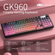 MageGee GK960 Wireless Creamy Keyboard, RGB Tri-Mode Wired/BT/2.4G Gaming Keyboard with Number Pad, 4000mAh Battery, Knob Control, Side Printed Keycaps, 19-Key Anti-Ghosting for Win/Mac