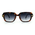 thumbnail image 4 of Retro Luxury Keyhole Hipster Horn Rim Plastic Rectangle Sunglasses Tortoise - Smoke, 4 of 8