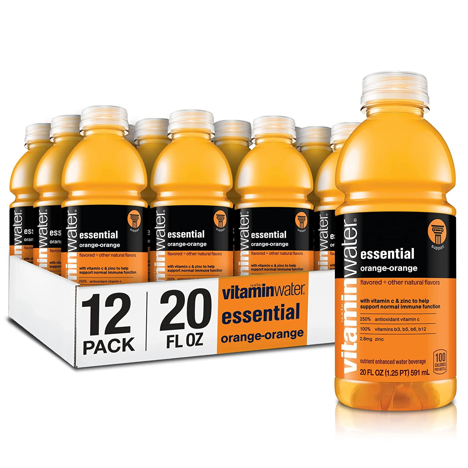 Essential, OrangeOrange Flavored, Electrolyte Enhanced Bottled Water