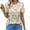 Khaki-shirts, variant on Trendy Short Sleeve Shirts for Women Elegant Floral Print Blouse Summer Casual Loose Fit Round Neck Tops with Front Pleated