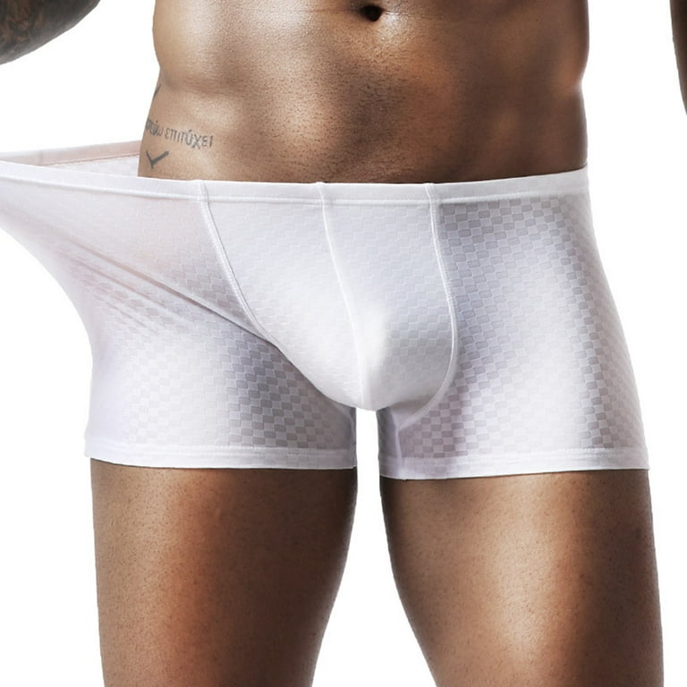 Aayomet Mens Boxers Underwear Men's Enhancing Underwear Briefs Ice Silk Big  Ball Pouch Briefs for Male Pack,White XL
