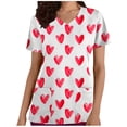 thumbnail image 2 of TIMIFIS Hauts de Blouse pour Femmes, Manches Courtes, Col en V, Imprimé, Poches, Rouge Melon D\'eau, 2 of 5