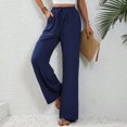 thumbnail image 3 of SWSMCLT Women's Palazzo Pants Travel Lounge Beach Long Pleated Summer Casual Trousers High Waisted Pants Navy 8, 3 of 5
