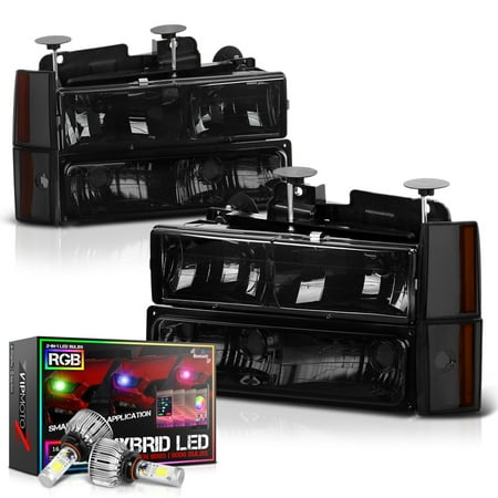 2002 Chevy Suburban - VIPMOTOZ For 1988-1993 Chevy C/K 1500 2500 3500 Pickup Suburban Blazer Headlights, Smoke Lens
