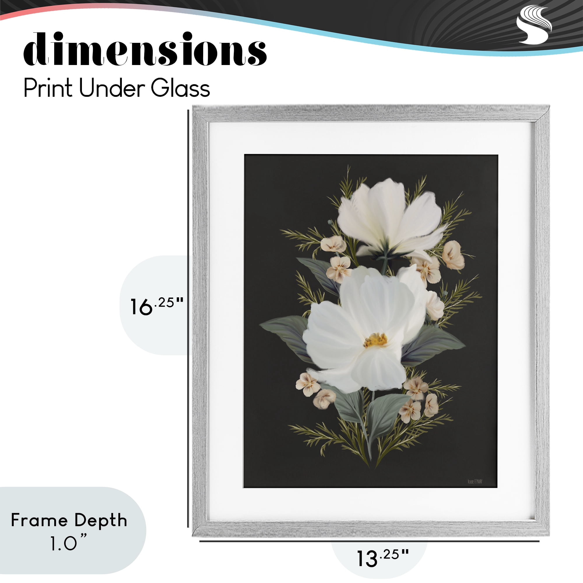 Stupell Industries Lace Cosmos Flowers Gray Framed Print Under Glass, design by House Fenway