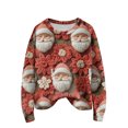 thumbnail image 2 of Long Sleeve Pullover Sweaters For Women O Neck Casual Cute Printing Knit Oversized Sweater for Fall and Winter, Christmas Snowflake Print, Christmas Sweaters for Women ,Vermilion,2XL, 2 of 6