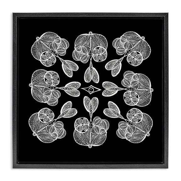Stupell Industries Eclectic Rounded Symmetry Elementals Black Floating Frame Canvas Art, 18 x 18, by El Perkin