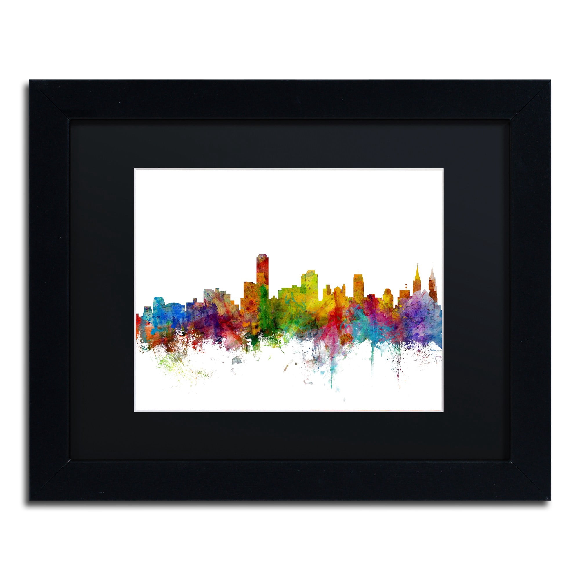 Trademark Fine Art "Adelaide Australia Skyline II" Canvas Art by Michael Tompsett Black Matte, Black Frame
