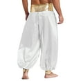 thumbnail image 2 of Eandarui Men's Arabian Prince Costume Harem Pants Lantern Long Pants Carnival Party Pants White 3XL, 2 of 6