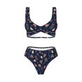 thumbnail image 4 of Daiia Autumn Leaves With Blue Women's Bikini Set Two Piece Swimsuit High Waisted Bikini Adjustable Straps Bikini Perfect for Beach, Pool, and Summer Vacation-Small, 4 of 9