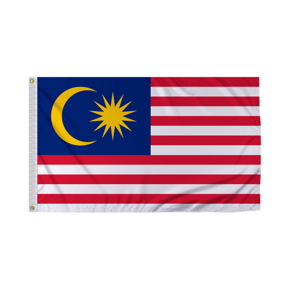 Promopatriot Malaysia Country Flag 8x12 ft - 200D Nylon - Rope Thimble & 1 Brass Grommet - Fade Proof Outdoor Long Lasting All Weather Flag