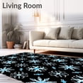 thumbnail image 2 of ODIKA 2'x3' Machine Washable Non-Slip Area Rug, Frosty Crystal Snowflake Bath Anti Slip Microfiber Holiday High Traffic Rug, Black, 627186, 2 of 7