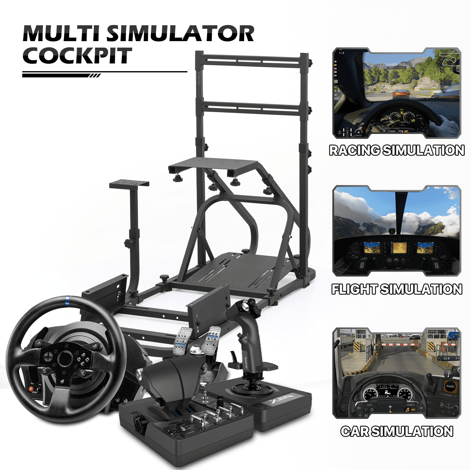 MoNiBloom Racing Steering Wheel Stand Cockpit with Racing Seat Simulator  Height Adjustable fit for Logitech G25, G27, G29, G920, Thrustmaster TX  F458, PS4 PS5 Xbox, Red 