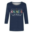 thumbnail image 3 of Womens T Shirts Blouses Fashion Round Neck Letter Print 3/4 Sleeve Womens Summer Clothes, 3 of 3