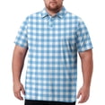 thumbnail image 2 of BRANROY Men's Big and Tall Shirts - Classic Collar Plaid Print UPF 50+ Short Sleeve Polo Style Casual Work Golf Shirts for Men Breathable Wrinkle Free Mens T Shirts,White,8XL, 2 of 8