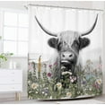 thumbnail image 2 of Stall Wildflower Small Half Shower Curtain 36Wx72H Inch Farmhouse Flower Botanical Floral Plant Herbs Vintage Decor Bathroom Windows Fabric Polyester Waterproof 7 Pack Plastic Hooks, 2 of 6