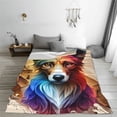 thumbnail image 5 of Honeii Colorful Art Dog Print Fleece Blanket - Throw Blanket for Bed, Sofa, Couch, Camping, and Travel , Microplush Ultra Soft Warm Blanket-60"x50", 5 of 7