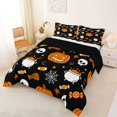 thumbnail image 2 of Manfei Cute Pumpkin Witch Hat King Size Comforter Sets 3pcs, Halloween Spooky Skull Comforters King Size, Black Orange White,Black Reversible,1 Comforter and 2 Pillowcases, 2 of 6