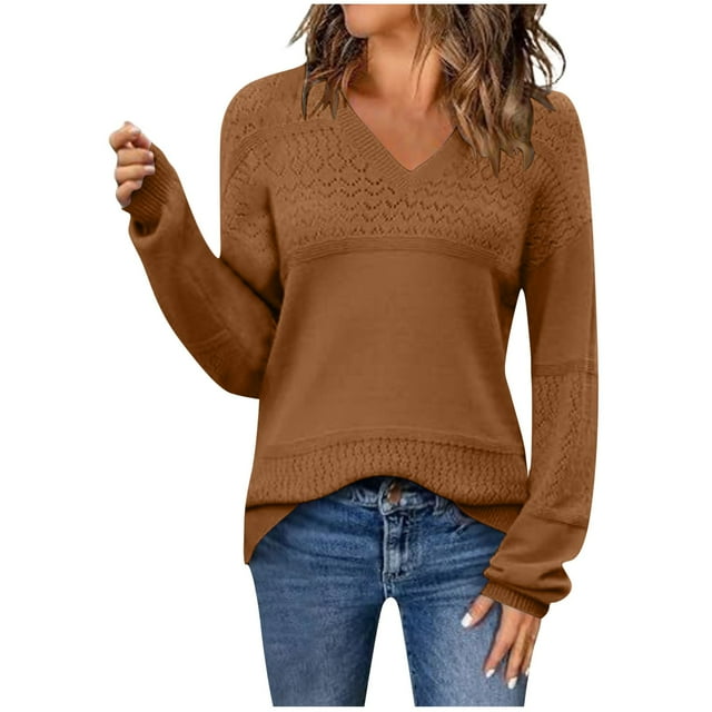 cfhntfmh Chandail Femme Coton Manches Longues Léger Doux Tricoté Mode Automne