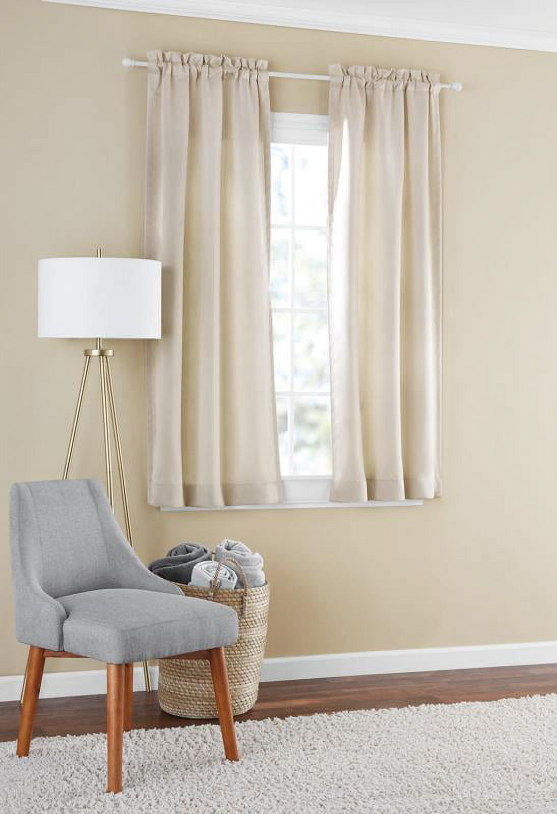 (2 pack) Mainstays Blackout Curtain Panel Pair, Set of 2, Beige, 30"W x 63"L