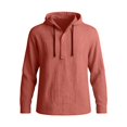 thumbnail image 4 of Men's 2 Piece Outfits Textured Button Long Sleeve Shirt Drawstring Waist Loose Pants Set Tracksuits Vacation Outfit Wine S, 4 of 6