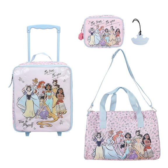Disney Princess 4pc Pilot Case Luggage Set for Kids Travel
