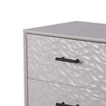 thumbnail image 2 of Benjara 3 Drawer Wooden Accent Stand with Embossed Leaf Texture, Gray, 2 of 5