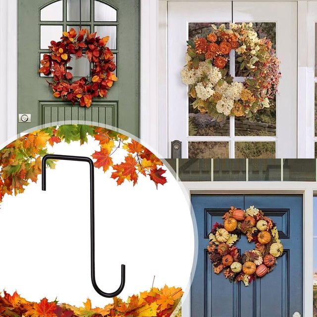 Colgador de coronas para puerta | Gancho para colgar sobre la puerta para decoraciones navideñas | Soporte metálico para coronas de temporada | Capacidad de 9 kg (20 lb)