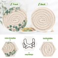 thumbnail image 3 of 6 Pcs Drink Coasters with Holder 3.94in Woven Coasters for Drinks Eucalyptus Wreath Coaster Set for Protection Table, 3 of 7