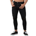 thumbnail image 2 of Tejiojio Men's and Big Men's Flat Front Comfort Waist Flex Pants Mens Skinny Stretch Denim Pants Distressed Ripped Freyed Slim Fit Jeans Trousers, 2 of 7