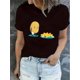 thumbnail image 1 of Camiseta de Mujer de Verano BásicaWomen'S Casual Crew Neck T-Shirt with Creative Potato & French Fries Print, Fashionable Short Sleeve Top, Polyester 95% Spandex 5%, Medium Stretch, All Season WearF, 1 of 6