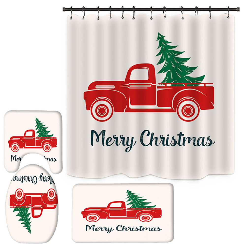 15 Styles Christmas Shower Curtain Set Xmas Shower Curtain for Bathroom