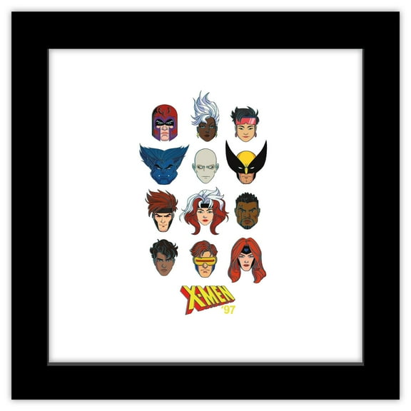 Gallery Pops Marvel X-Men '97 - Mutant Grid Wall Art, Black Framed Version, 12" x 12"