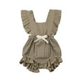 thumbnail image 1 of ITFABS Baby Girl Sleeveless Romper Ruffle Solid Color Square Beck Bow Jumpsuit, 1 of 5