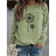 thumbnail image 2 of Sudadera de manga larga para mujer con estampado de diente de león, cuello redondo, manga larga, informal, suelta, sudadera, 2 of 5