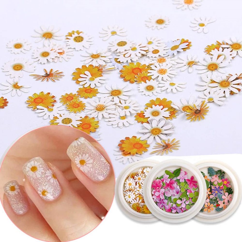 3D Flower Nail stickers, 450Pcs Holographic Simulation Flower Leaf Nail  Glitter Sequin Acrylic Paillettes, Sparkle Nail Glitter for Nail Art  Decoration 