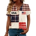 thumbnail image 2 of LWavelet Fourth of July Shirts for Women Short Sleeve Tops V-Neck Casual USA Patriotic Floral Embroidered Tee Multicolor S, 2 of 7