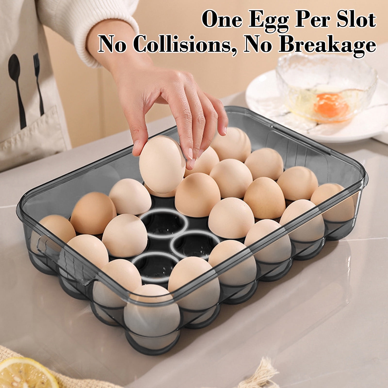 Clear Plastic Egg Storage Container with Lid, Thick Large Capacity Fridge Egg Organizer, Stackable Food Storage Box, Airtight Refrigerator Egg Keeper, Durable Kitchen Storage Box
