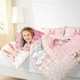thumbnail image 4 of jejeloiu Kawaii Cute Rabbit Full Size Comforter Sets,Cartoon Bow Knot Bow Bedding Comforter Set,Pink Plaid Chekcered Bedding Sets For Girls Kids,Ultra Soft Home Decor Reversible,3pcs, 4 of 8