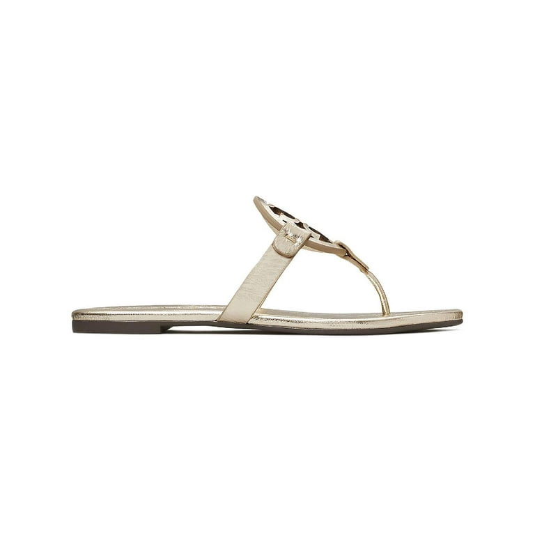 スリッポン TORY BURCH GOLD LEATHER MILLER THONG SLIPPERS Tory Burch Women's Miller Soft Metallic Leather Slide Thong