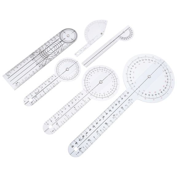 OUNONA 6Pcs Plastic Rotary Goniometer with 360 Degree Angle Ruler for Precise Measurement and Therapy
