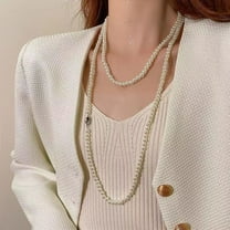 Yuanbao Knot Pearl Long Necklace Multi-layer Stackable