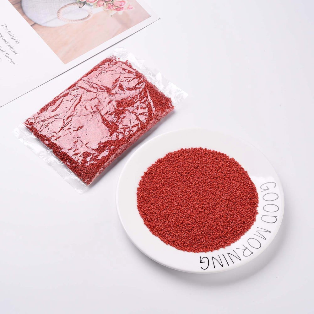 Glass Seed Beads Opaque Colours Seed Small Craft Beads for DIY Jewelry Making Round Red 2mm Hole:1mm 30000pcs/pound