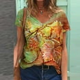 thumbnail image 1 of Hauts d'Été Grande Taille pour Femmes Mode Tendance Col Rond Imprimé Manches Courtes Blouse Décontractée Ample Col en V T-Shirt Femmes en Solde, 1 of 3