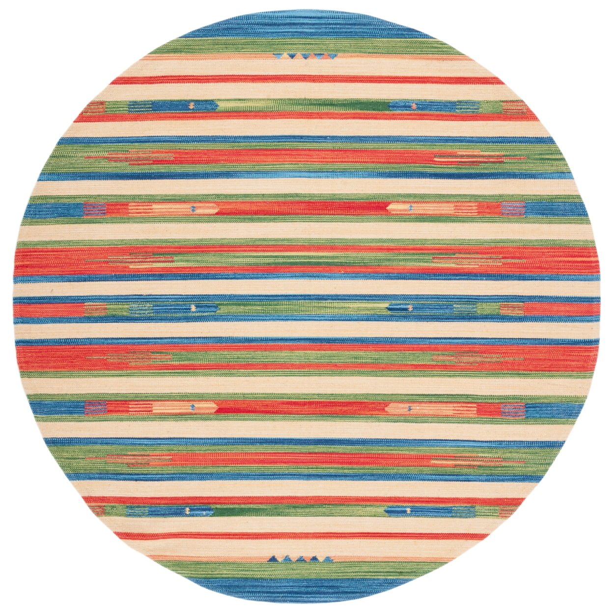 SAFAVIEH Montauk Aindreas Southwestern Cotton Area Rug, Green/Blue, 6' x 6' Square